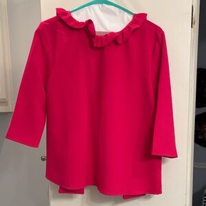 Pomander Place Vibrant Red Ruffled Blouse
